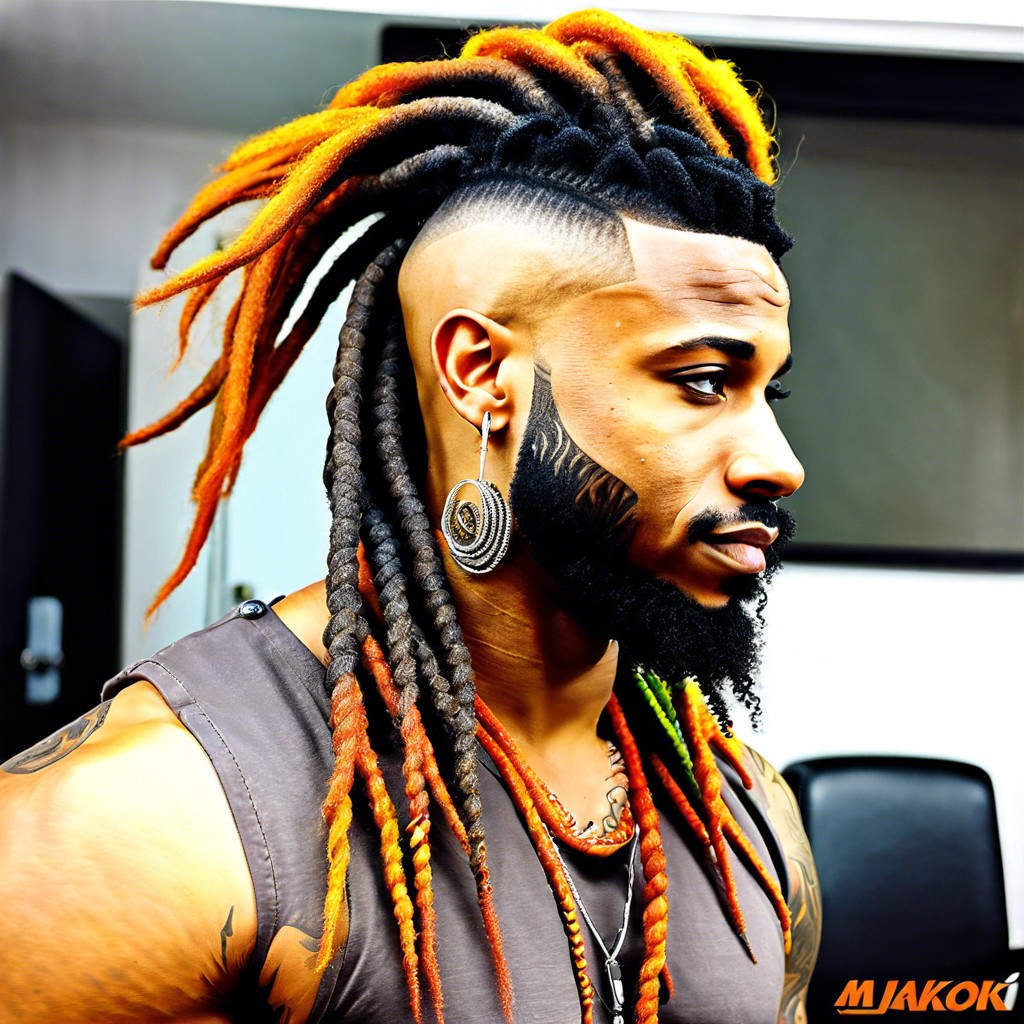 burst fade mohawk with dreads