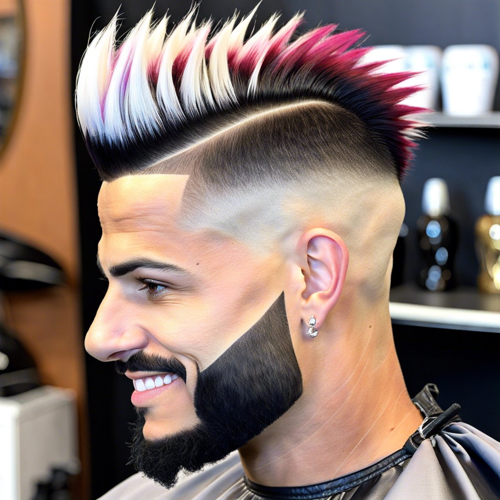 burst fade with a blended v into a mohawk