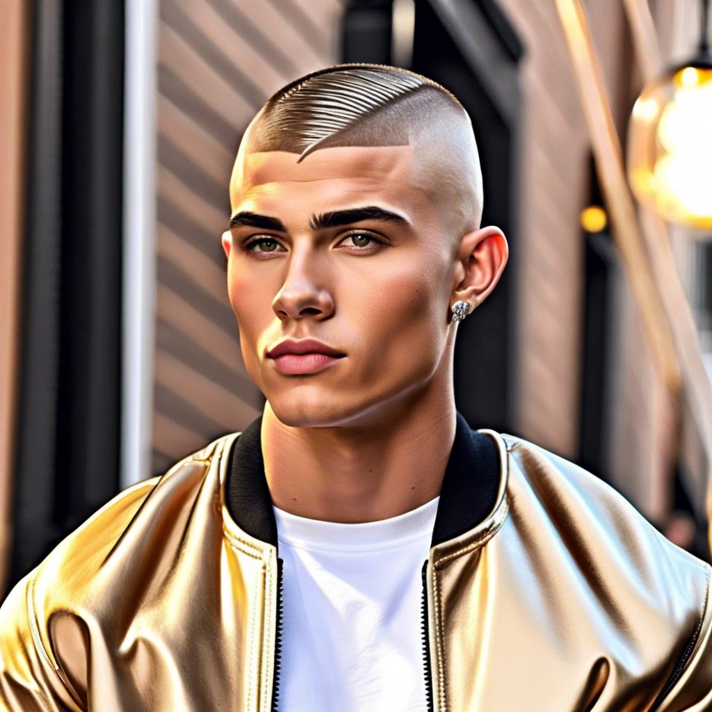champagne pop buzz with skin fade