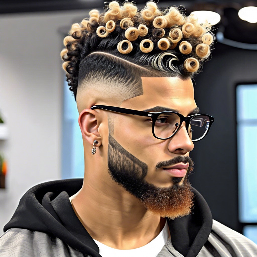 curly top with high burst fade