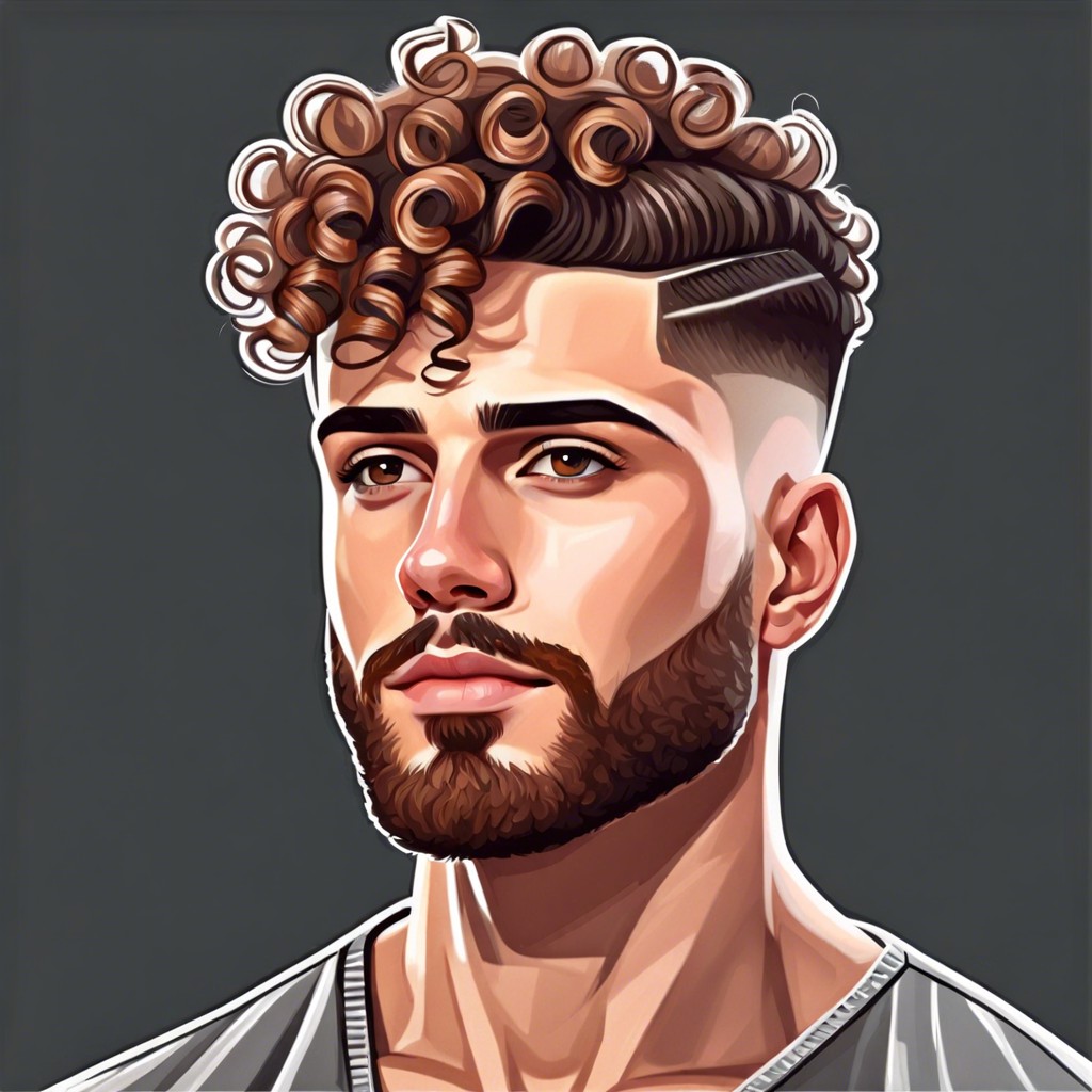 curly top with low taper fade