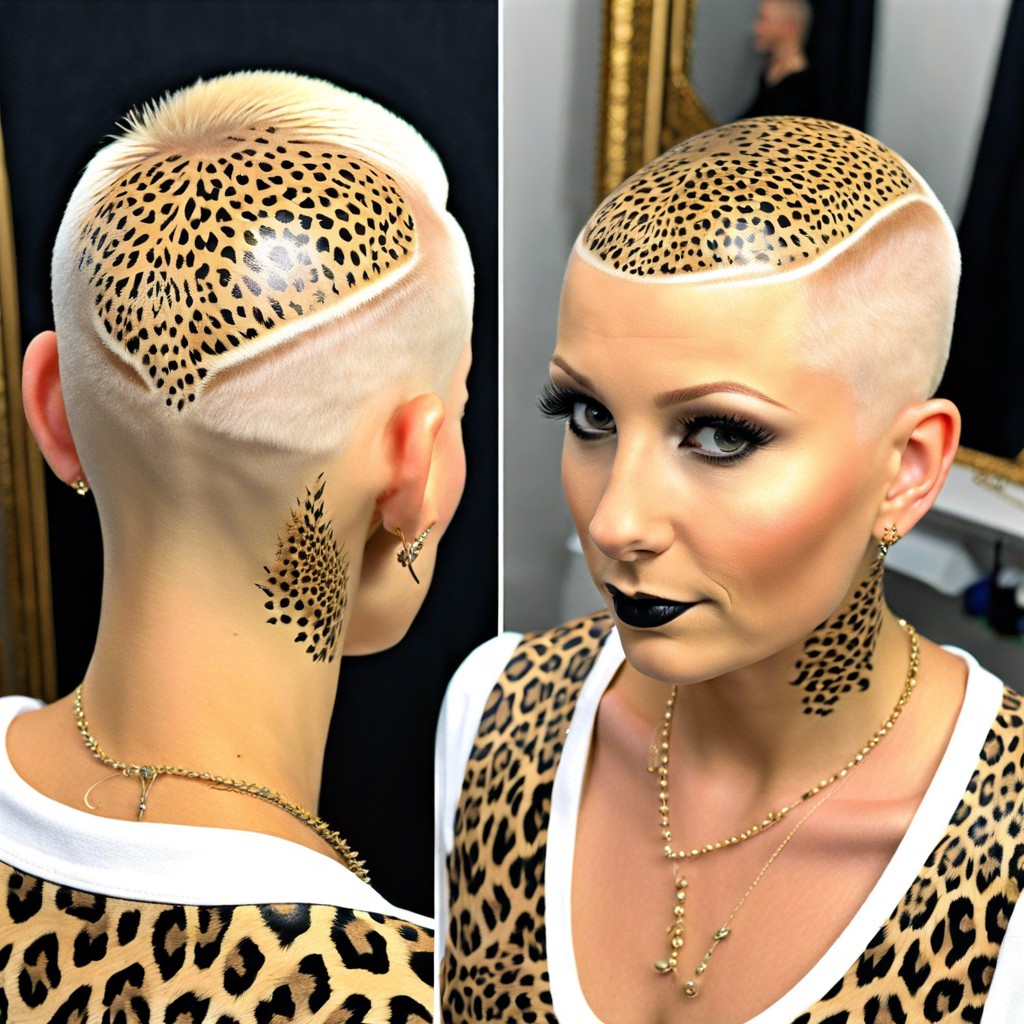 leopard print stencil over light roots