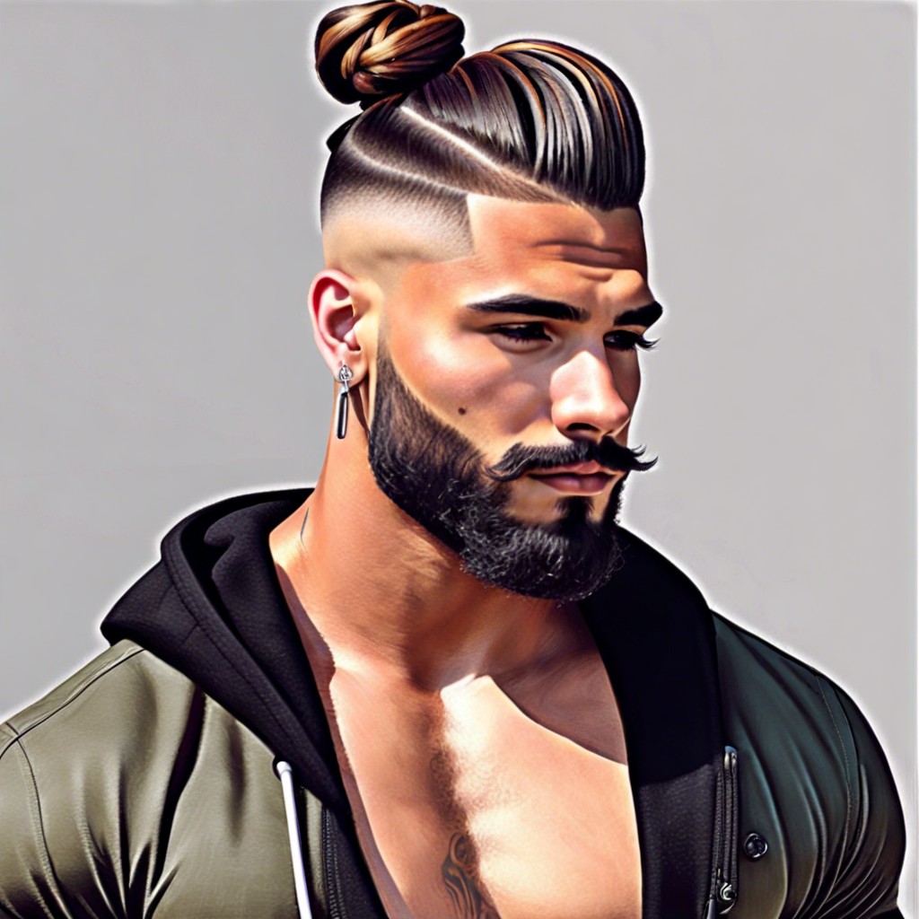 man bun with low fade