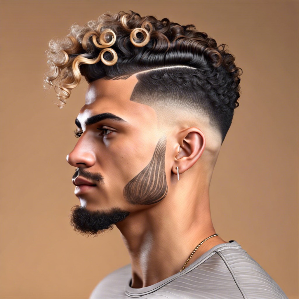 mid fade with a curly top