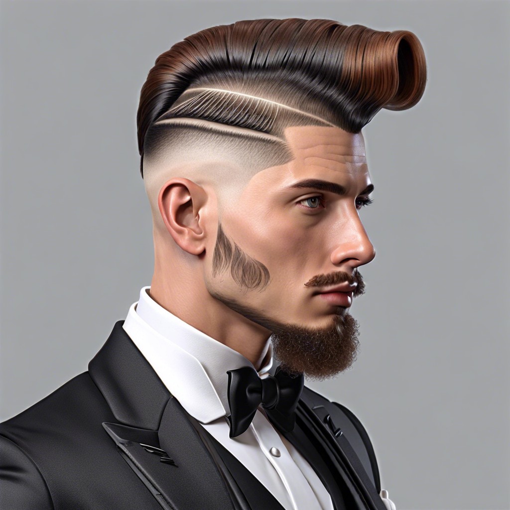 modern gentleman mullet burst fade with softly permed tresses swept back for a polished look