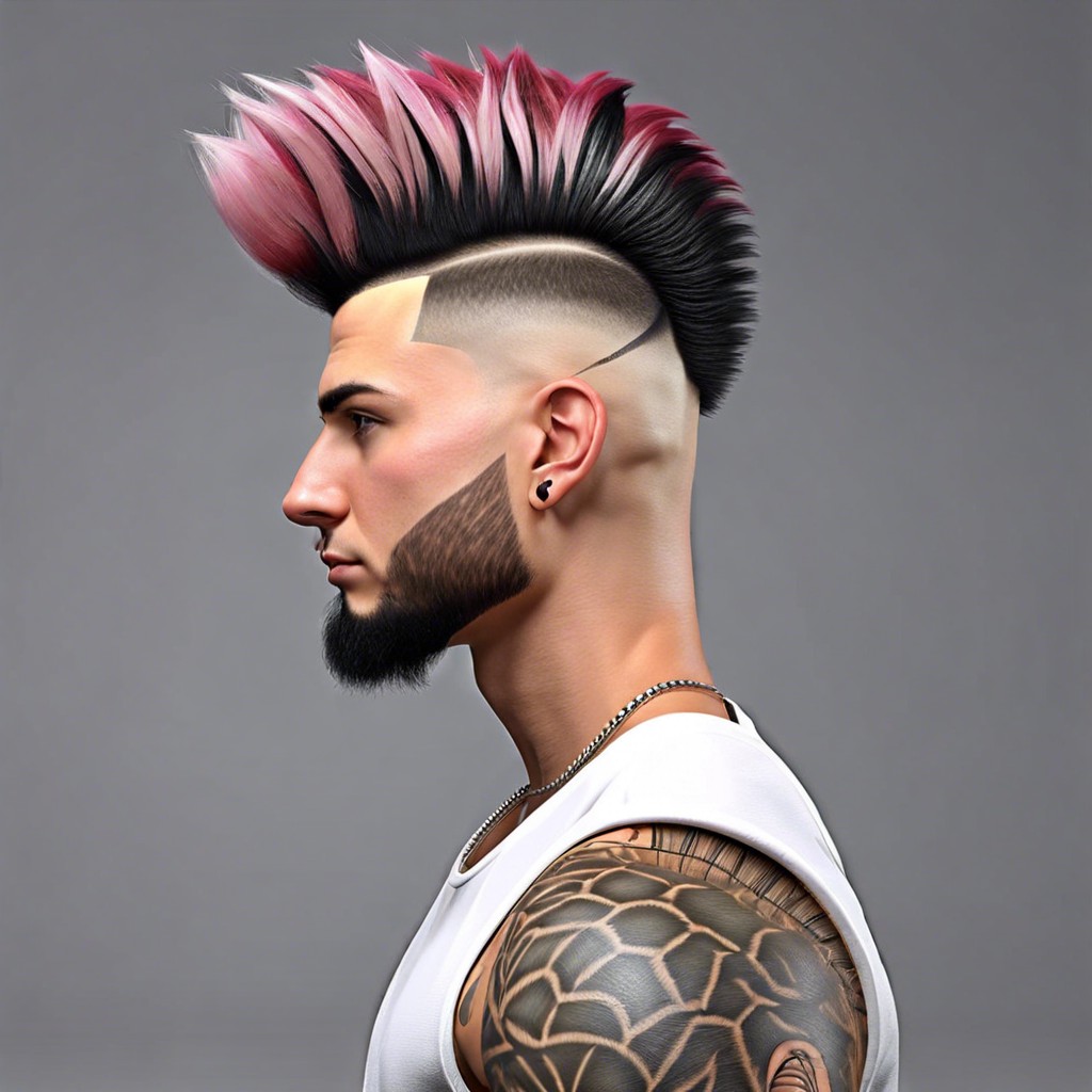 mohawk with burst fade and rounded back