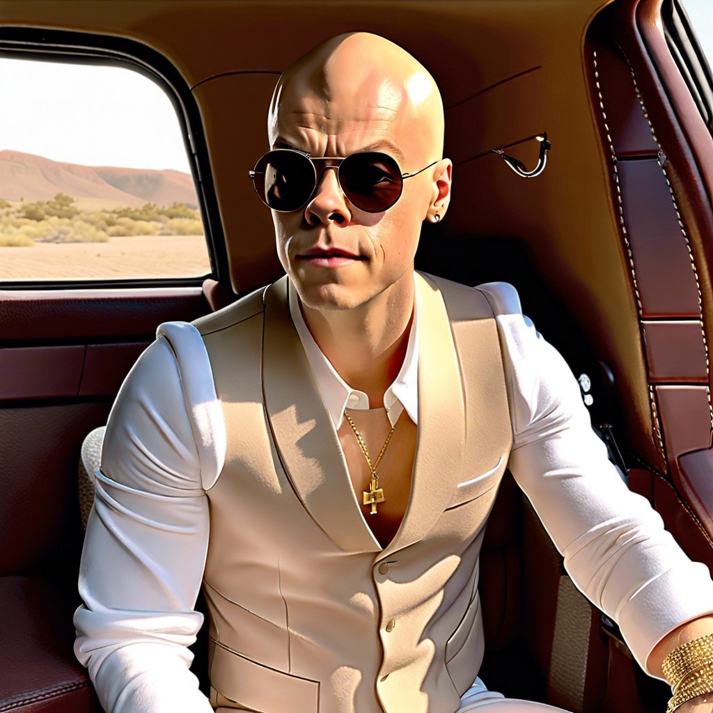 music video gag bald harry as a comical alter ego in a new video