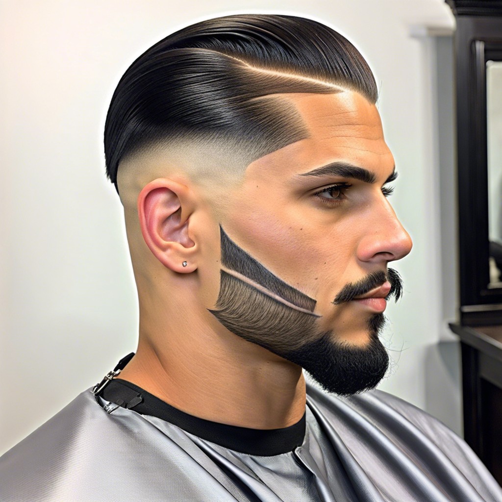 slicked back mid taper with a clean line up