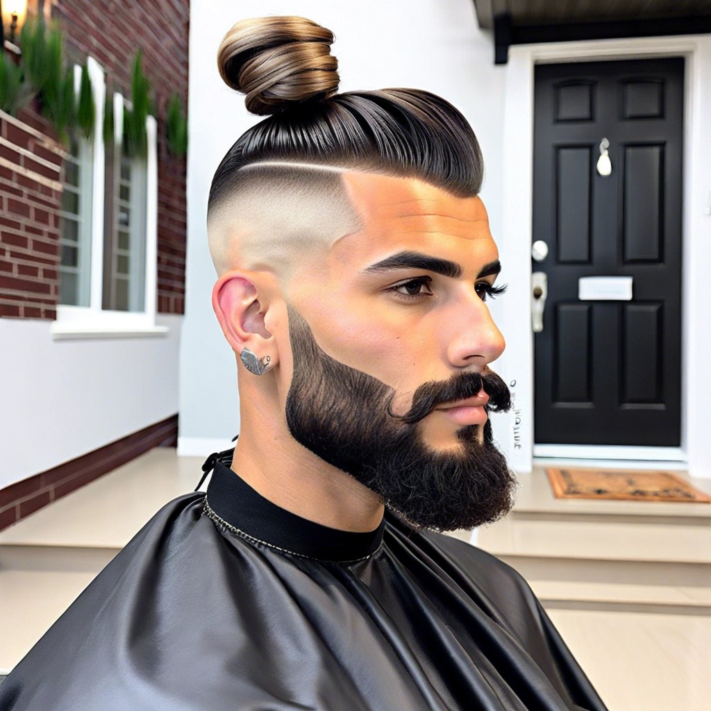 top knot with shaved low fade