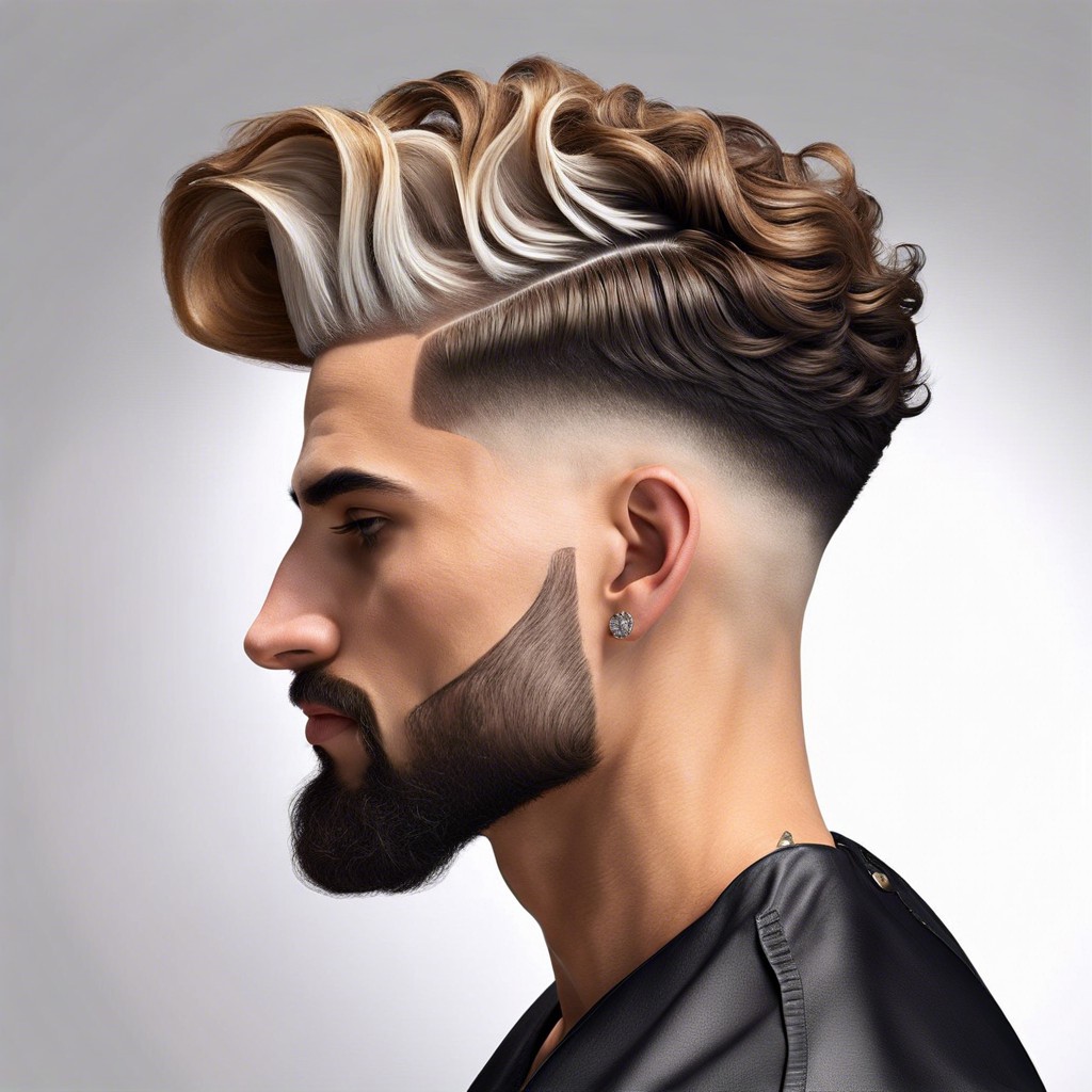 wavy hair with a low drop fade blend
