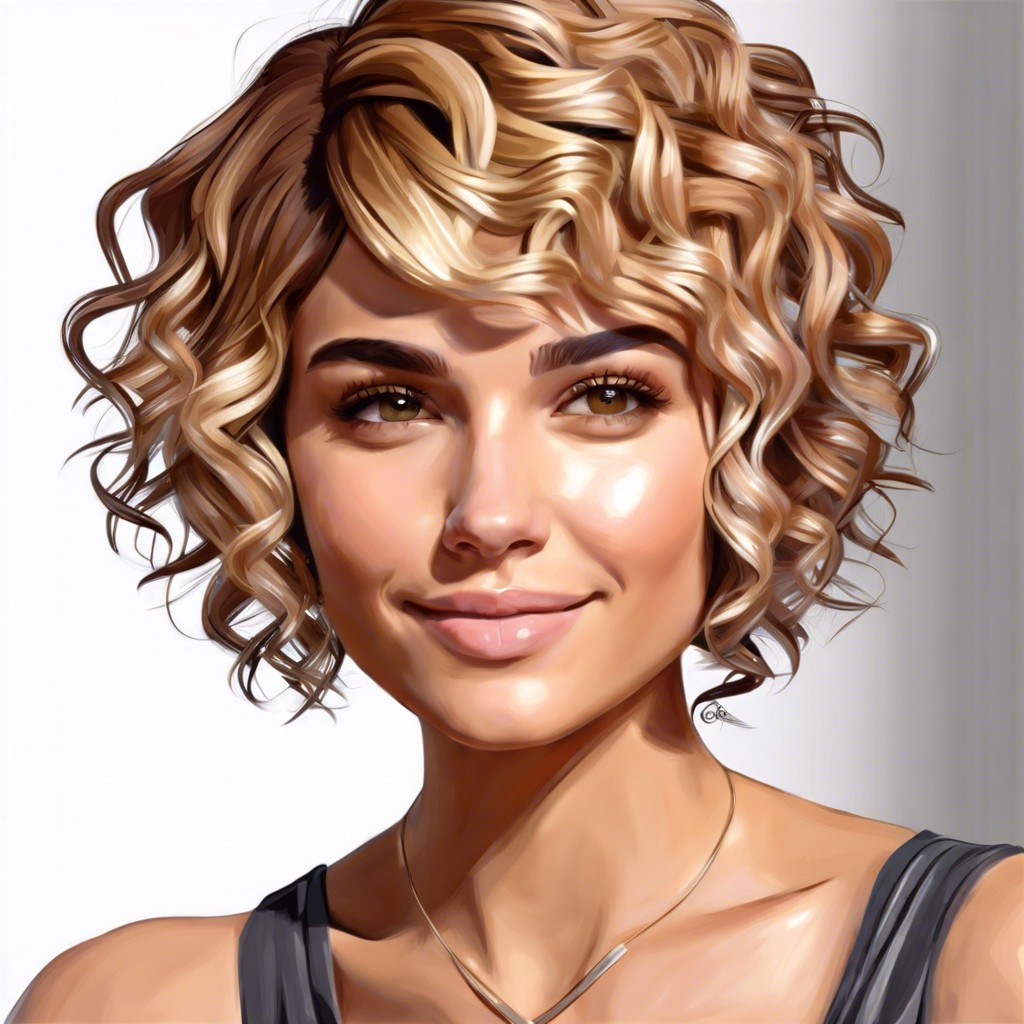 bronde curly pixie cut