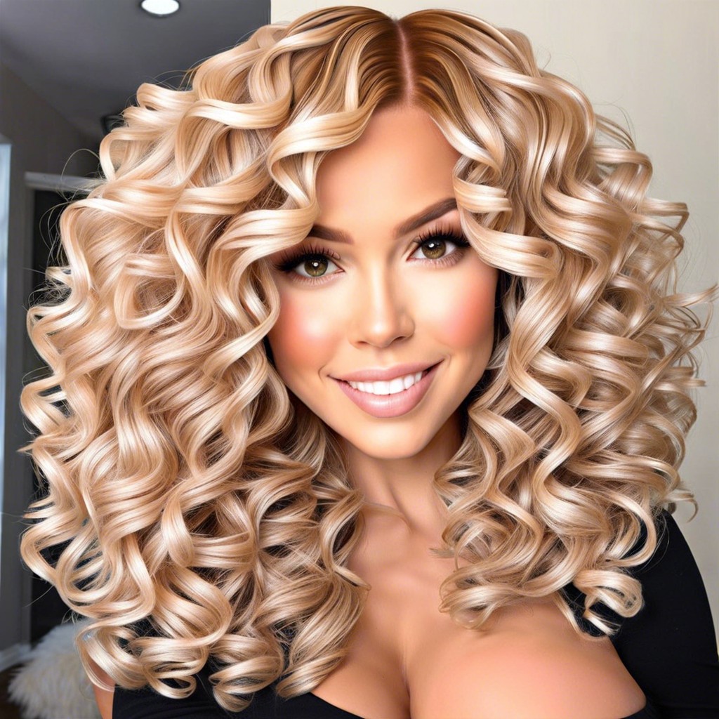 champagne blonde spiral perm