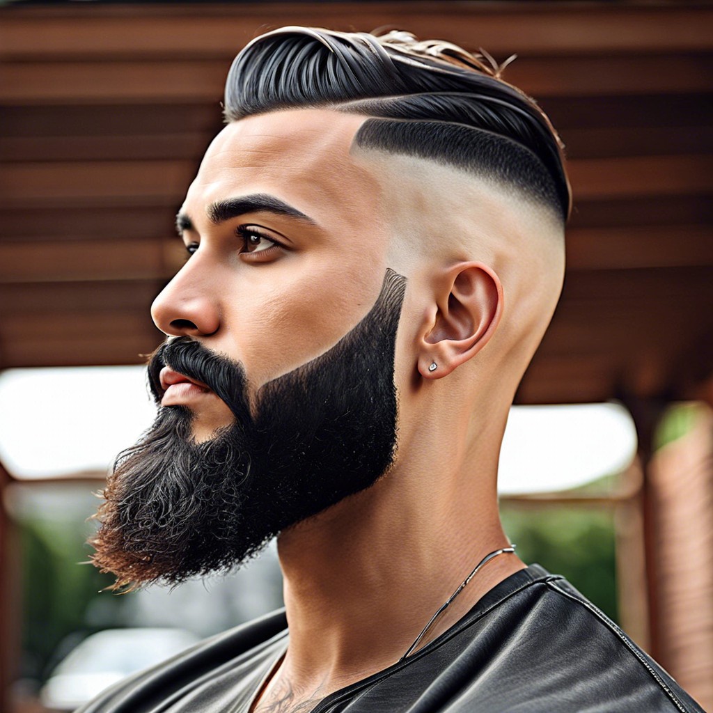 low bald fade with beard