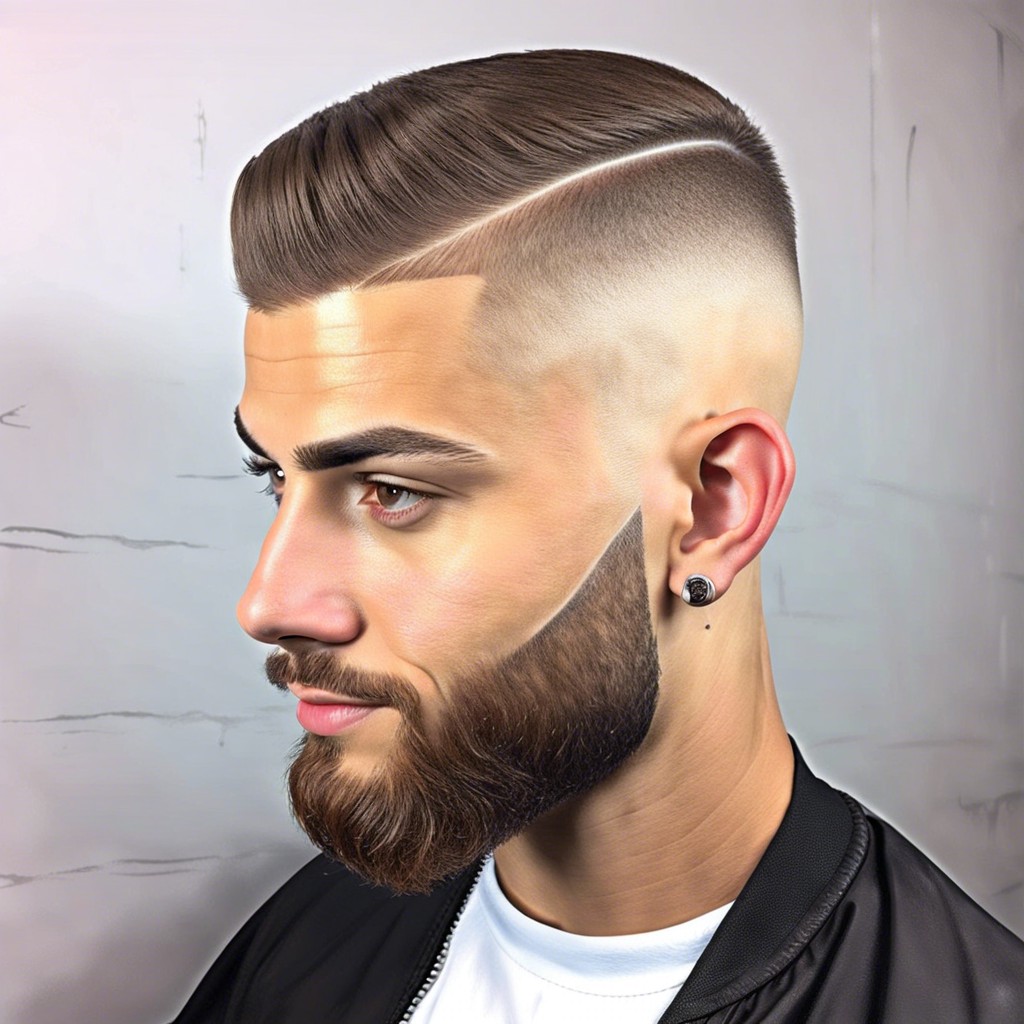 low fade with brushed up hair