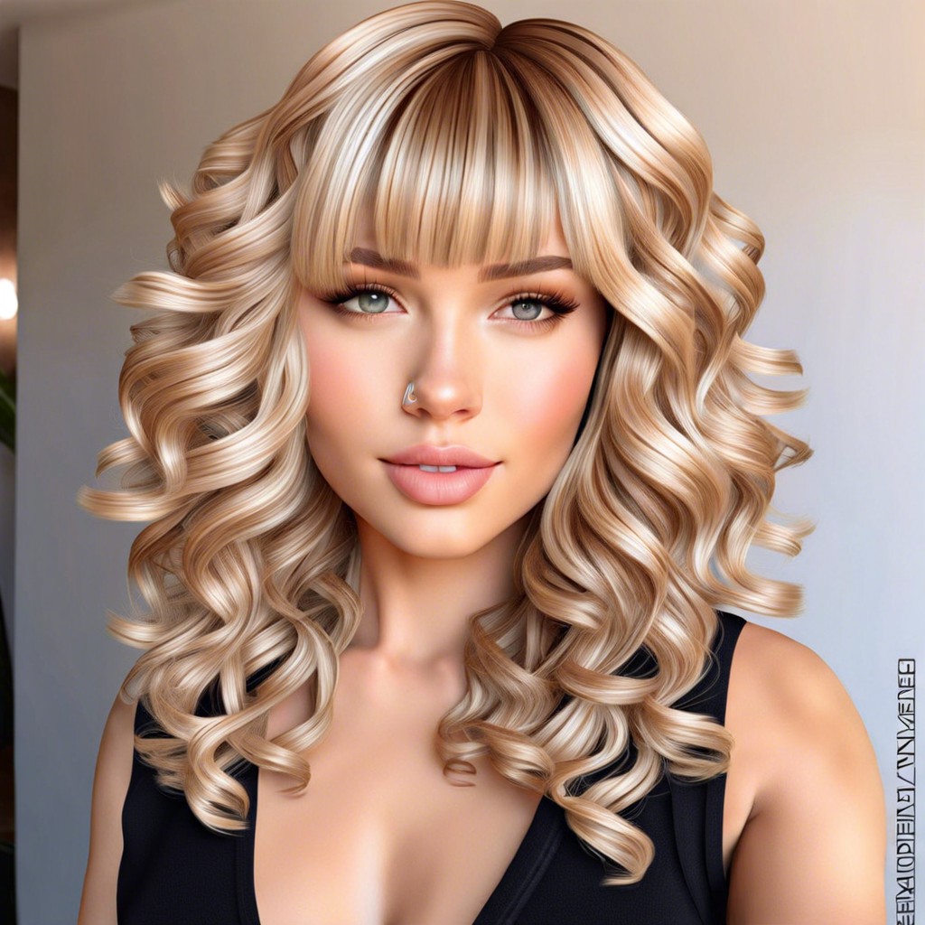pearl blonde curly bangs