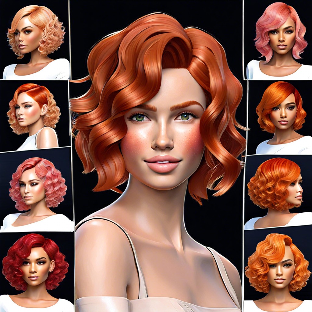strawberry blonde curly bob